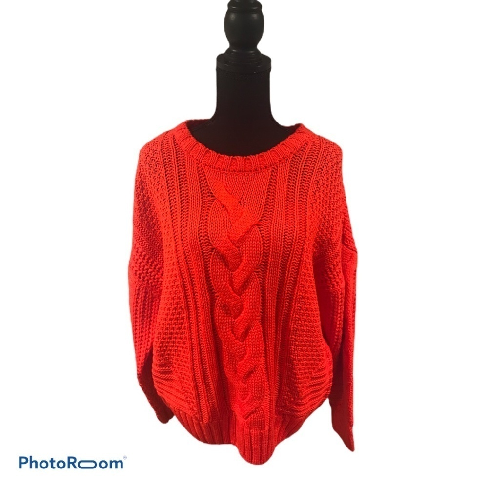 One A Petite Cable Knit Pullover Sweater LP